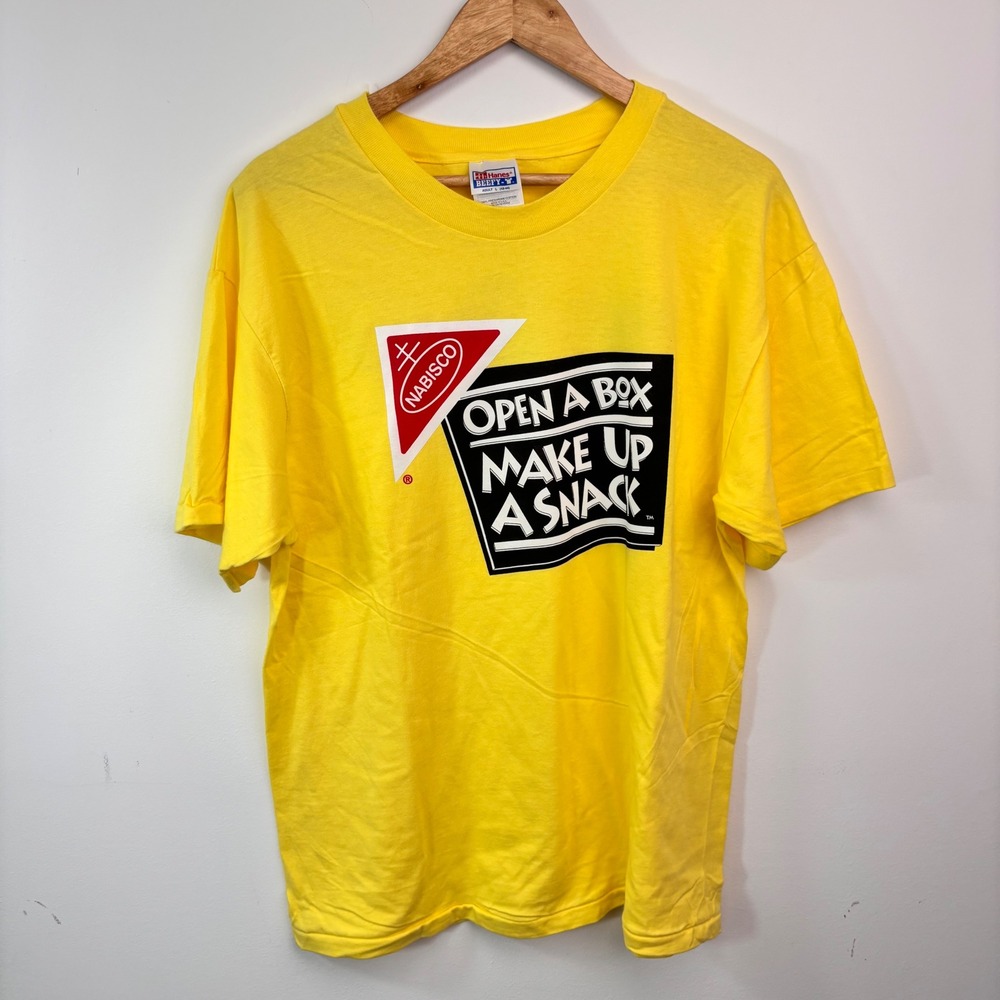 Vintage Nabisco Open A Box Make Up A Snack T Shirt Hanes USA Large